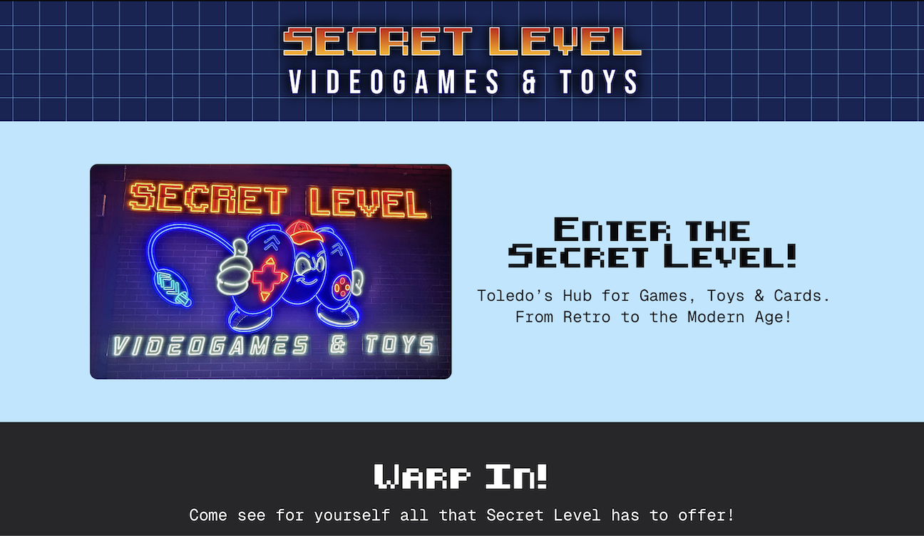 Secret Level Videogames Website